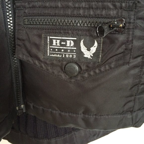 Harley-Davidson Womens Reversible Hooded Jacket Large Black Nylon Full Zip 2006 - Picture 3 of 16